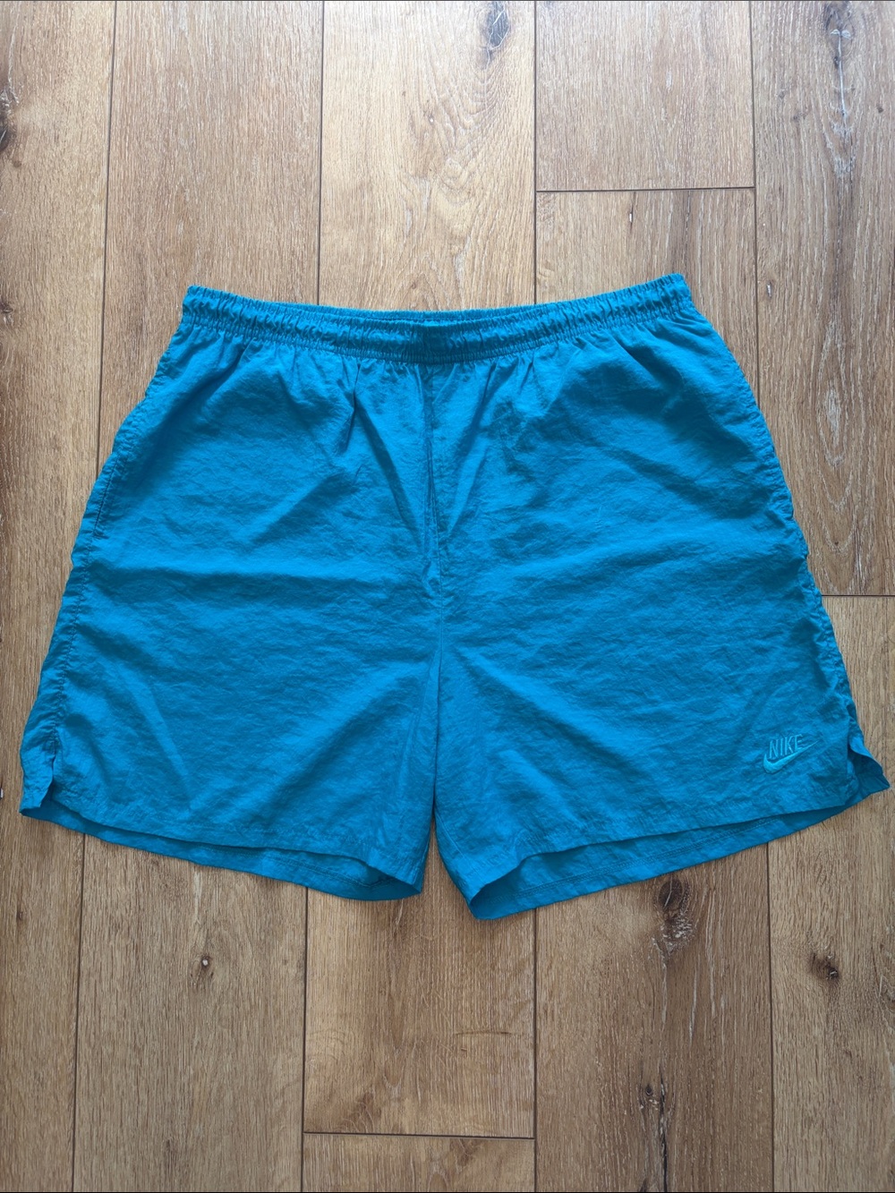 Nike Athletic Running Shorts Mens L Blue Windbreaker Vintage 80s Liner Cut Out